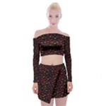 Pattern Ha Ha Ha  Abstract Black Dark Doodle Hahaha Pattern Physco Off Shoulder Top with Mini Skirt Set