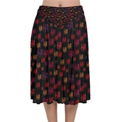 Velvet Flared Midi Skirt 