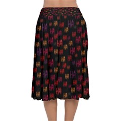 Velvet Flared Midi Skirt 