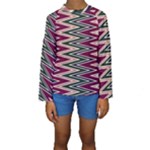 Pattern Zigzag Stripe Design Kids  Long Sleeve Swimwear