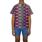 Pattern Zigzag Stripe Design Kids  Short Sleeve Swimwear