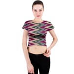 Pattern Zigzag Stripe Design Crew Neck Crop Top