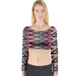 Pattern Zigzag Stripe Design Long Sleeve Crop Top