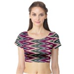 Pattern Zigzag Stripe Design Short Sleeve Crop Top