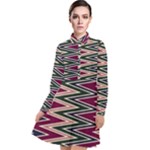 Pattern Zigzag Stripe Design Long Sleeve Chiffon Shirt Dress