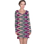 Pattern Zigzag Stripe Design Long Sleeve Nightdress