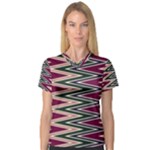 Pattern Zigzag Stripe Design V-Neck Sport Mesh T-Shirt