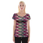 Pattern Zigzag Stripe Design Cap Sleeve Top