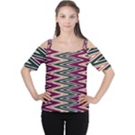 Pattern Zigzag Stripe Design Cutout Shoulder T-Shirt