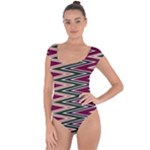 Pattern Zigzag Stripe Design Short Sleeve Leotard 