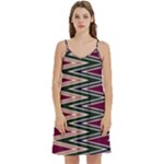 Pattern Zigzag Stripe Design Mini Camis Dress With Pockets