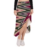 Pattern Zigzag Stripe Design Asymmetrical Ruffle Hem Skirt 