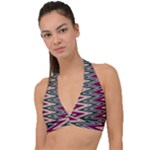 Pattern Zigzag Stripe Design Halter Plunge Bikini Top