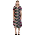 Pattern Zigzag Stripe Design T-Shirt Midi Dress With Pockets