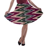 Pattern Zigzag Stripe Design A-line Skater Skirt