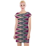 Pattern Zigzag Stripe Design Cap Sleeve Bodycon Dress