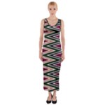 Pattern Zigzag Stripe Design Fitted Maxi Dress