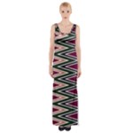 Pattern Zigzag Stripe Design Thigh Split Maxi Dress