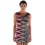 Pattern Zigzag Stripe Design Wrap Front Bodycon Dress