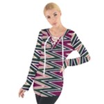 Pattern Zigzag Stripe Design Tie Up T-Shirt