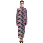 Pattern Zigzag Stripe Design Turtleneck Maxi Dress