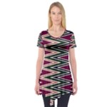 Pattern Zigzag Stripe Design Short Sleeve Tunic 