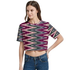 Women s Round Neck Short Sleeve Crop Top 