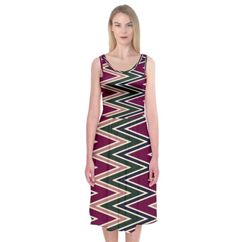 Pattern Zigzag Stripe Design Midi Sleeveless Dress from ArtsNow.com