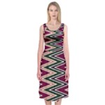 Pattern Zigzag Stripe Design Midi Sleeveless Dress