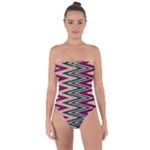 Pattern Zigzag Stripe Design Tie Back One Piece Swimsuit