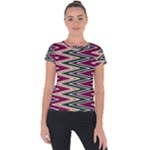 Pattern Zigzag Stripe Design Short Sleeve Sports Top 