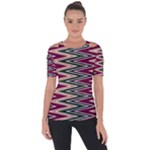 Pattern Zigzag Stripe Design Shoulder Cut Out Short Sleeve Top