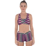 Pattern Zigzag Stripe Design Racerback Boyleg Bikini Set