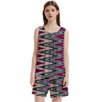 Pattern Zigzag Stripe Design Sleeveless Cozy Lounge Set 