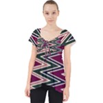 Pattern Zigzag Stripe Design Lace Front Dolly Top