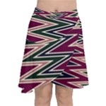 Pattern Zigzag Stripe Design Chiffon Wrap Front Skirt