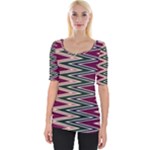 Pattern Zigzag Stripe Design Wide Neckline T-Shirt