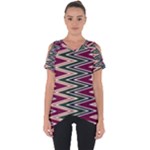 Pattern Zigzag Stripe Design Cut Out Side Drop T-Shirt