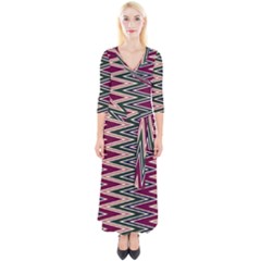 Quarter Sleeve Wrap Maxi Dress 