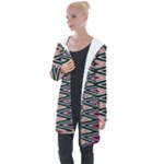 Pattern Zigzag Stripe Design Longline Hooded Cardigan