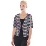 Pattern Zigzag Stripe Design Cropped Button Cardigan