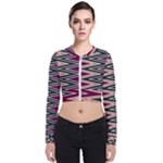 Pattern Zigzag Stripe Design Long Sleeve Zip Up Bomber Jacket