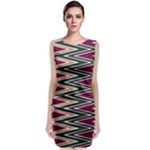 Pattern Zigzag Stripe Design Sleeveless Velvet Midi Dress