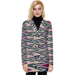 Pattern Zigzag Stripe Design Button Up Hooded Coat 