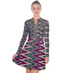 Pattern Zigzag Stripe Design Long Sleeve Panel Dress