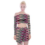 Pattern Zigzag Stripe Design Off Shoulder Top with Mini Skirt Set