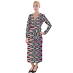 Pattern Zigzag Stripe Design Velvet Maxi Wrap Dress