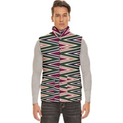 Pattern Zigzag Stripe Design Men s High Neck Button Up Puffer Vest from ArtsNow.com