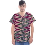 Pattern Zigzag Stripe Design Men s V-Neck Scrub Top