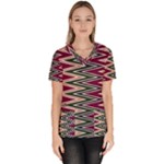 Pattern Zigzag Stripe Design Women s V-Neck Scrub Top